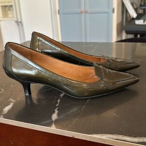 Coach dark olive color kitten heels